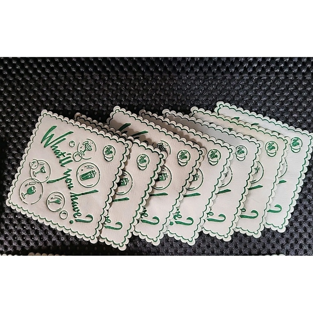 Vintage Royal Catch-All Paper Coasters Green White "What'll You Have?" Barware - Picture 8 of 13